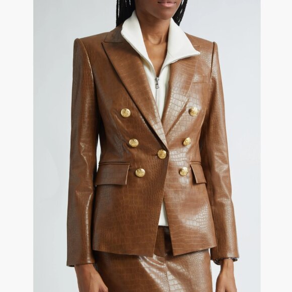 Veronica Beard Jackets & Blazers - Veronica Beard Lawrence Croc Embossed Faux Leather Dickey Jacket